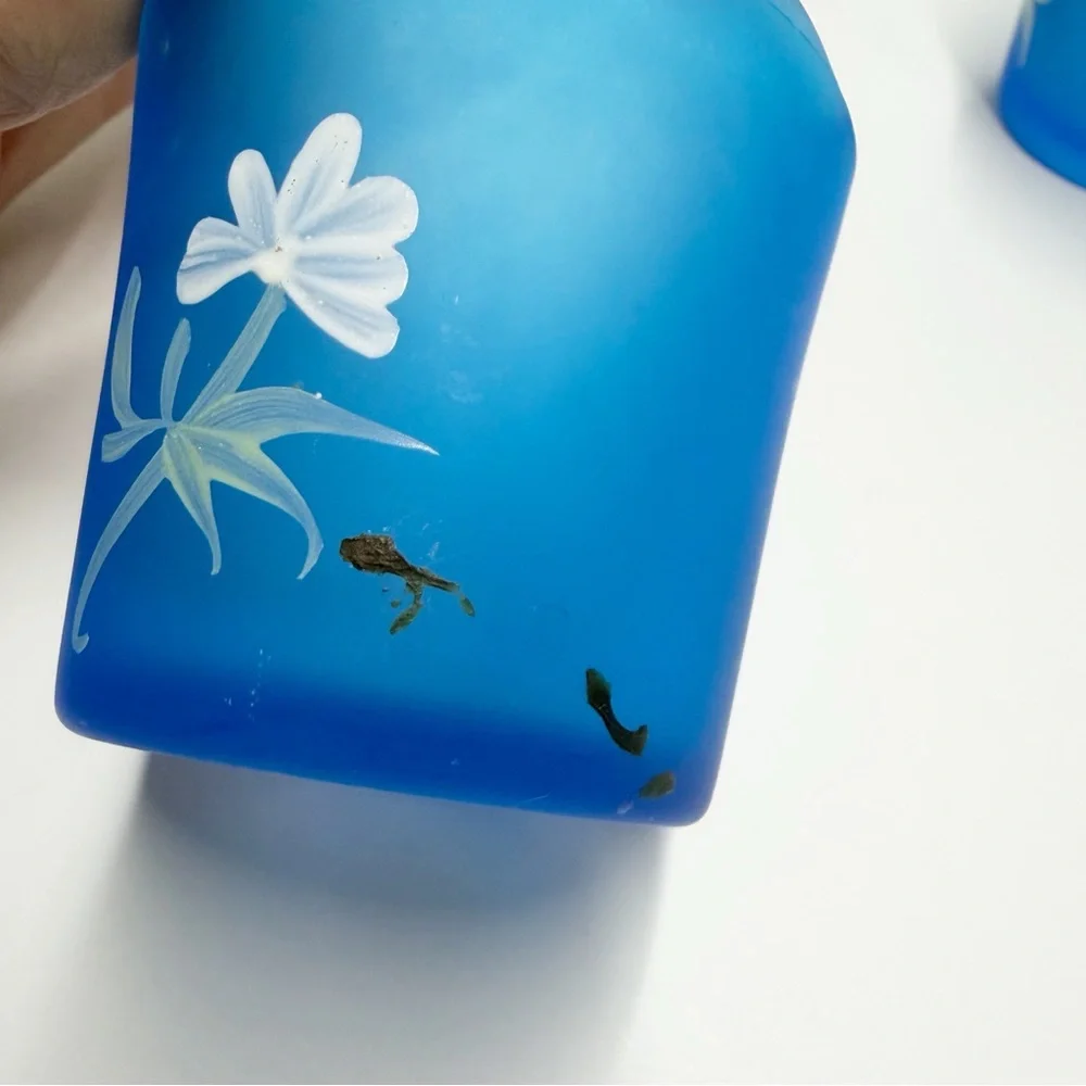 Vintage Hand Painted Daisy Floral Confederate Glass Votive Candle Holders